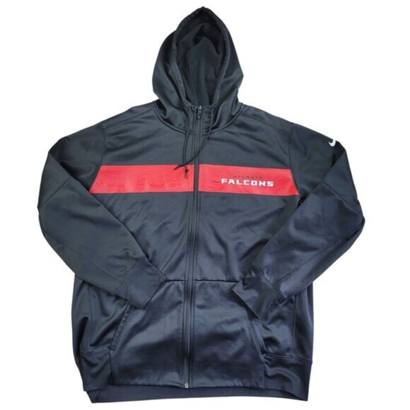 Nike Men's Black and Red Falcons Zip Hoodie - Picture 2 of 12
